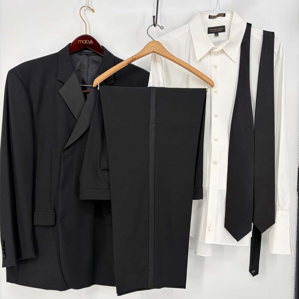 Daniel Gray Tuxedo 50R Black 100% Virgin Wool 5-Piece Set Formal Evening Wedding
